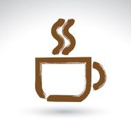 Hand drawn coffee cup icon brush drawing cafe sign vector N2