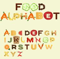 Alphabet made of different food in flat design