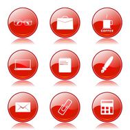 Office Work Red Vector Button Icon Design Set N12