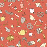 Tea and sweets seamless background N2