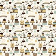 Vector seamless pattern with birthday celebration icons in vin