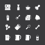 coffee maker icon set1-white series