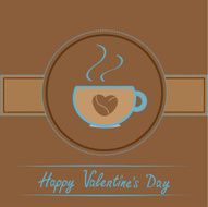 Cup with coffee seeds heart Happy Valentines day card