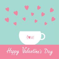 Teacup with hearts Happy Valentines Day card
