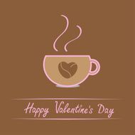 Cup with coffee seeds heart Happy Valentines day card N2