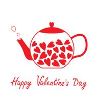 Love teapot with hearts Happy Valentines Day card