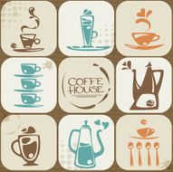 Coffee themed icons set