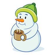 Snowman Drinking Hot Coffee