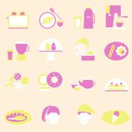 Bakery and drinks color icons