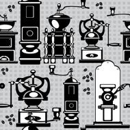 Vector seamless coffee grinder on gray background