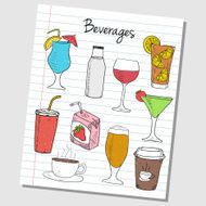 Beverages doodles - lined paper