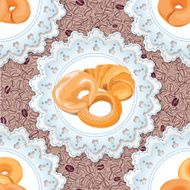 Cakes on napkin seamless background