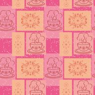 Seamless background cups and floral pattern