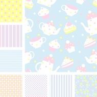 pattern cups teapots and sweets