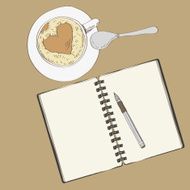 Notebook and a cup of coffee