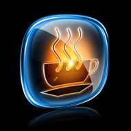 Coffee cup icon neon isolated on black background