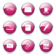 Office Work Pink Vector Button Icon Design Set N12