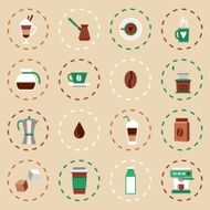 coffee flat icons set N3