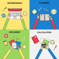 Business hands flat line set