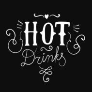 Hot drinks calligraphy on black background N2