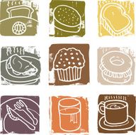 Textured breakfast icons