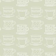 Seamless pattern with tea coffee cups N2