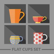 Vector flat color cups on shelf set N55