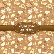 Tea and sweets vector background N3
