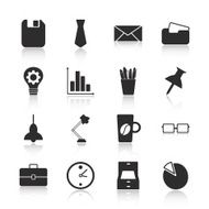 Flat concept set modern design with shadow office icons N9