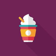 hot milk cream coffee flat icon with long shadow eps10 N10