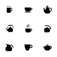 coffee tea 9 icons set