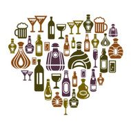 Alcohol Icons in Heart Shape N2