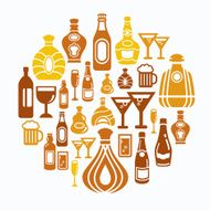 Alcohol Icons in Circle Shape N3