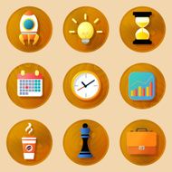 Wooden business icons set N2