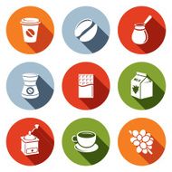 Coffee flat icon set N2