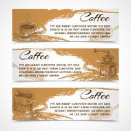 Horizontal retro coffee set banners