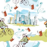 Modern city seamless pattern