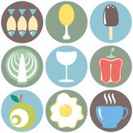 Colorful Food icons Fruit and vegetable App Set N2