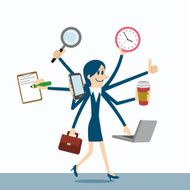 Multitasking business woman