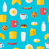 Breakfast icons seamless colorful pattern N2