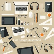 Flat Equipments For Graphic Designer
