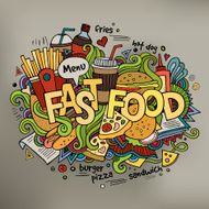 Fast food hand lettering and doodles elements background N8