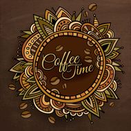 Coffee time decorative border label design N6