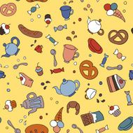 Tea and sweets seamless background N3