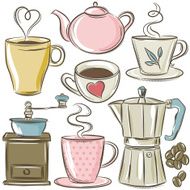 set cup of hot drink vector N2