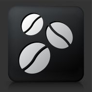Black Square Button with Coffee Beans Icon