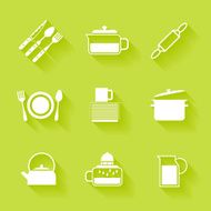 Set of white cutlery and dishes icons