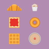 Vector set of sweet breakfast meal