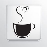 Square Icon with Coffee Cup Silhouette and Heart Shaped Steam N3