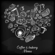 Coffee and bakery hand drawing illustration